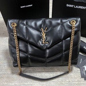 Yves Saint Laurent Black Quilted Bag with Gold Chain